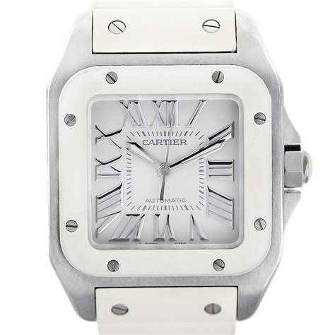 cartier santos 100 medium ladies watch|cartier santos 100 diamond bezel.